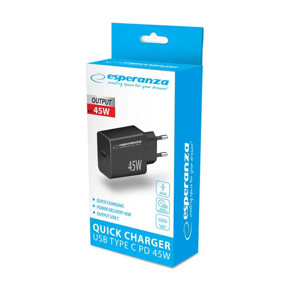 ESPERANZA ŁADOWARKA SIECIOWA 45W USB-C PD EZC108K thumbnail 3