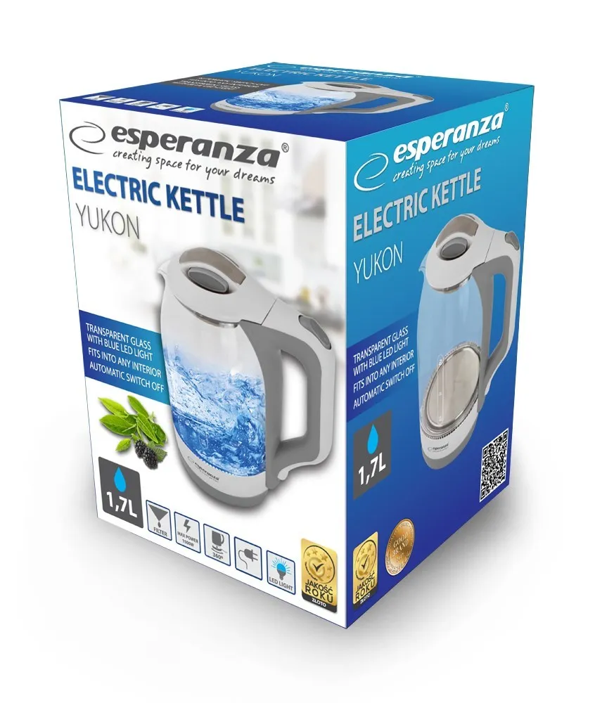 ESPERANZA CZAJNIK ELEKTRYCZNY SZKLANY 1.7 L BIAŁY thumbnail 3