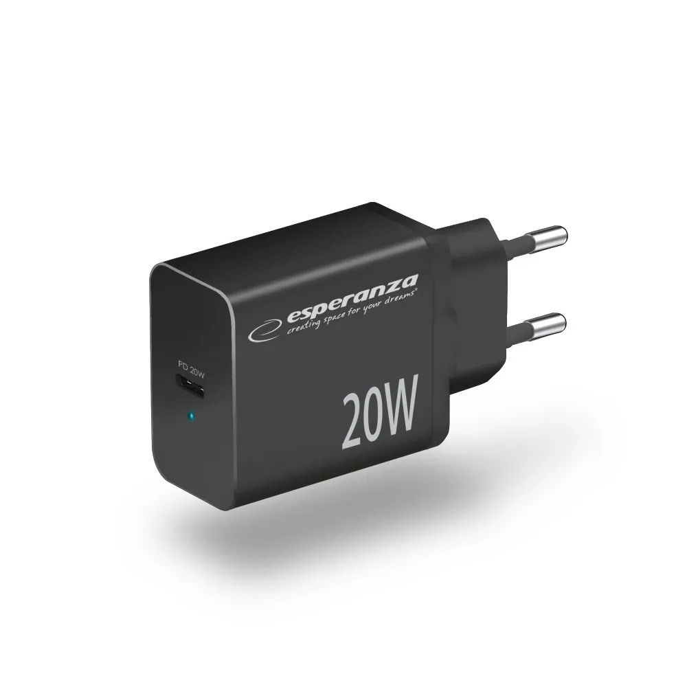ESPERANZA ŁADOWARKA SIECIOWA 20W USB-C PD EZC104K thumbnail 2