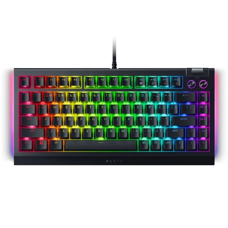 Razer BlackWidow V4 75%, Gaming Keyboard, US Layout, Razer Chroma RGB, Hot-swappable Design, Detachable Type C Cable, PCB & Case sound dampening foam, Up to 8,000 Hz polling rate, Doubleshot ABS Keycaps, Magnetic Plush Leatherette thumbnail 2