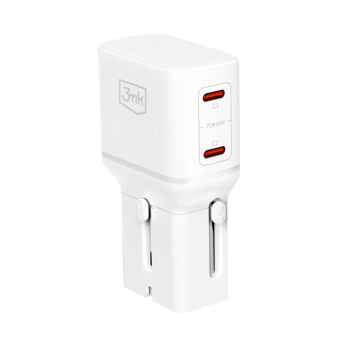 3mk incharge® Globe 45W™ 2C PD QC4+ PPS SCP AFC  US/EU/AUS/UK White thumbnail 3