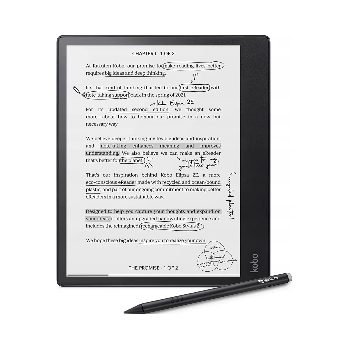 Czytnik Ebook Kobo Elipsa 2e 32GB 10,3" E-Ink Bluetooth WiFi czarny + rysik thumbnail 2