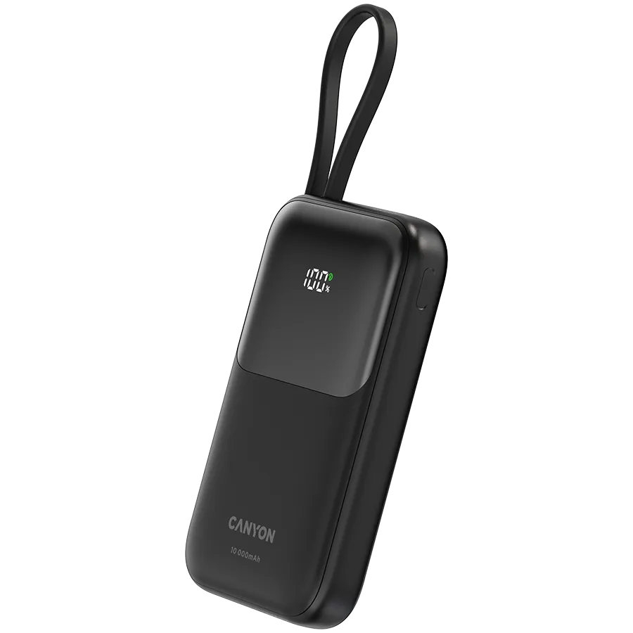 CANYON Powerbank OnPower 101 z kablem 10000 mAh PD22.5W Czarny thumbnail 2