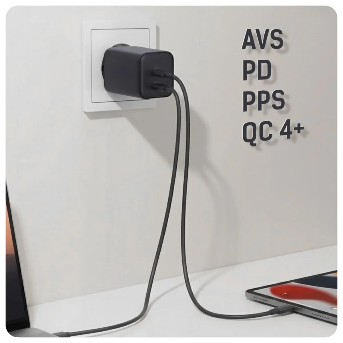 3mk Hyper Charger PD 45W GaN  AVS QC4+ PPS AFC FCP DCP 2C  Black thumbnail 3