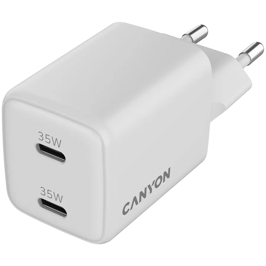 CANYON Ładowarka sieciowa CU35CC GaN 35W 2xPD EU Biała thumbnail 3