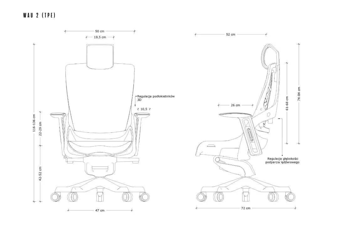 Fotel biurowy Wau 2 TPE-8 elastomer szary/biały thumbnail 3