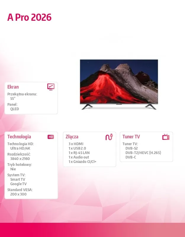 XIAOMI Telewizor TV A Pro 2026 55 cali thumbnail 2