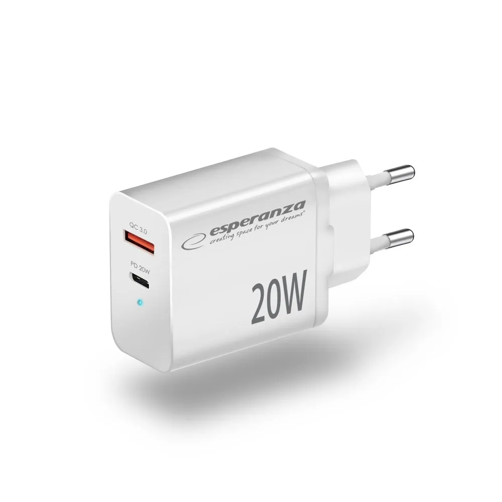ESPERANZA ŁADOWARKA SIEC. 20W USB-C/USB-A EZC105W thumbnail 2