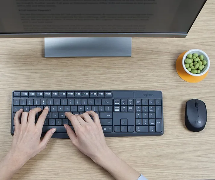Klawiatura + Mysz Logitech MK235 bezprzewodowa, szara, us thumbnail 3