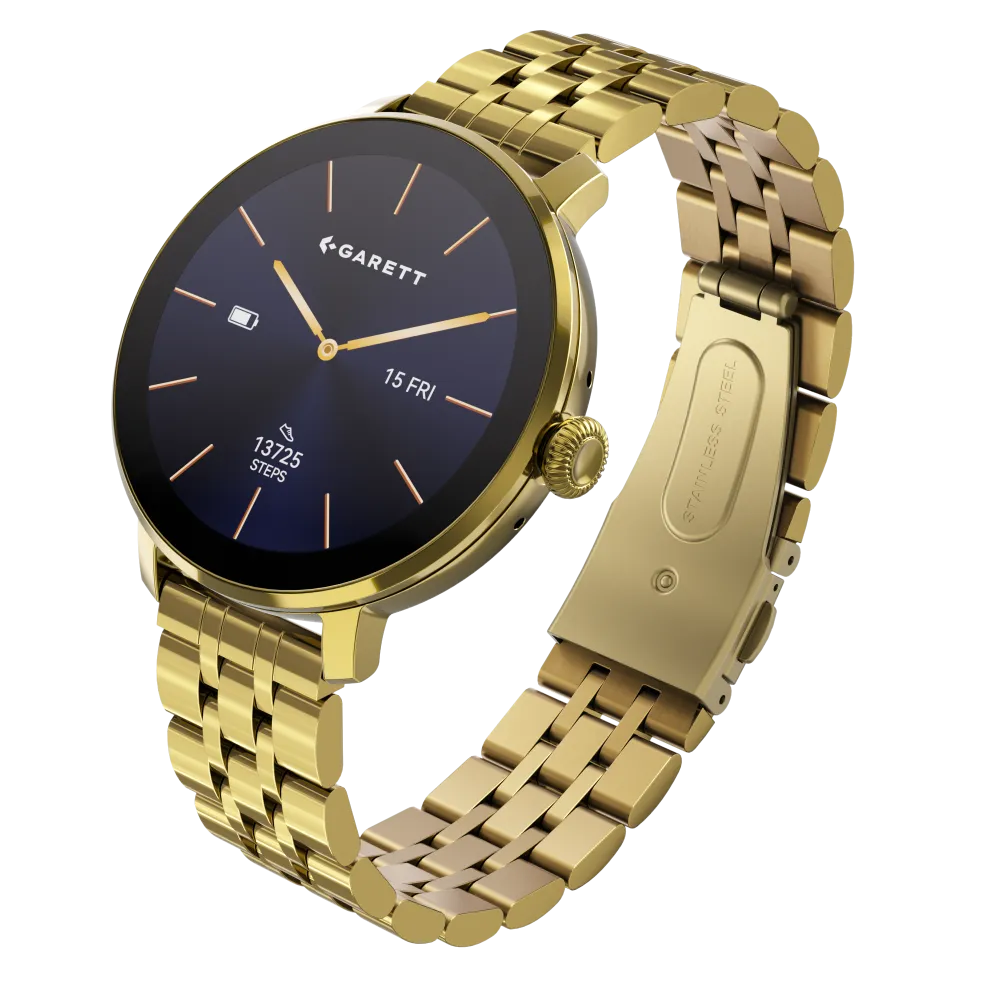 Smartwatch Garett Muse stalowy złoty thumbnail 2