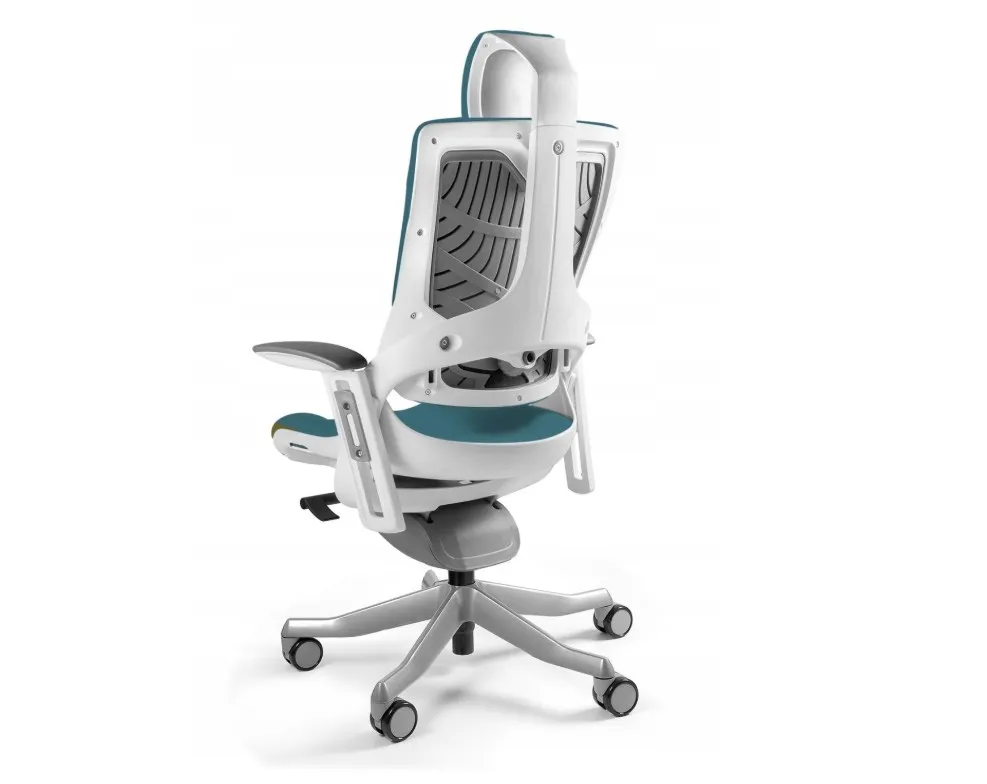 Fotel biurowy Wau 2 BL414 tkanina steelblue/biały thumbnail 2