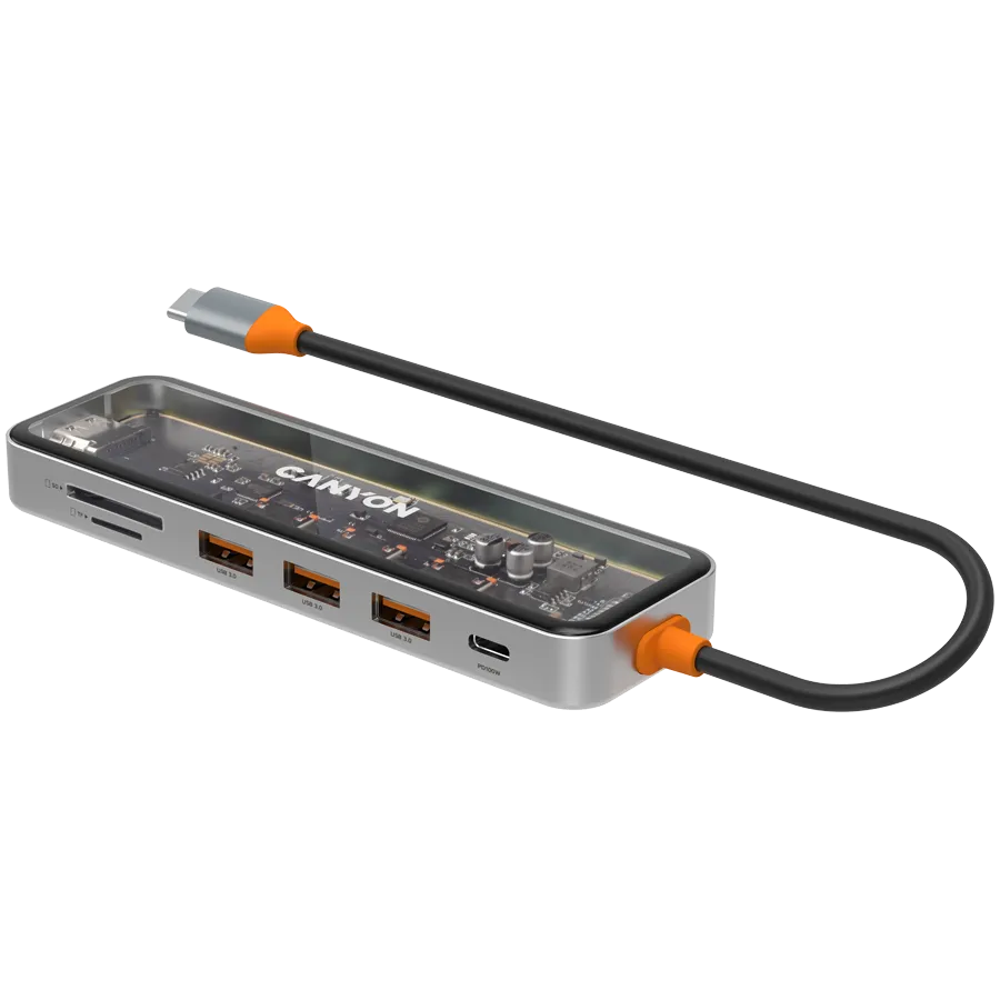 CANYON HUB DS-13 7 w 1 4k USB-C Transparentny thumbnail 3