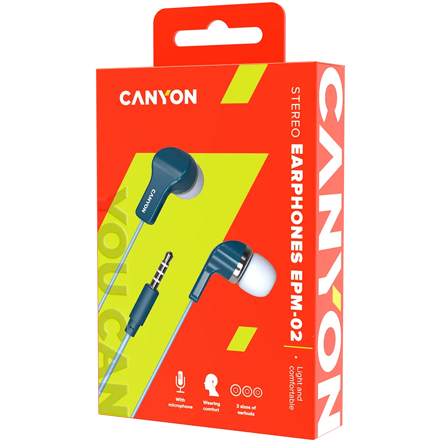 CANYON Słuchawki dokanałowe EPM-02 Mic Mini-Jack Niebieskie thumbnail 3