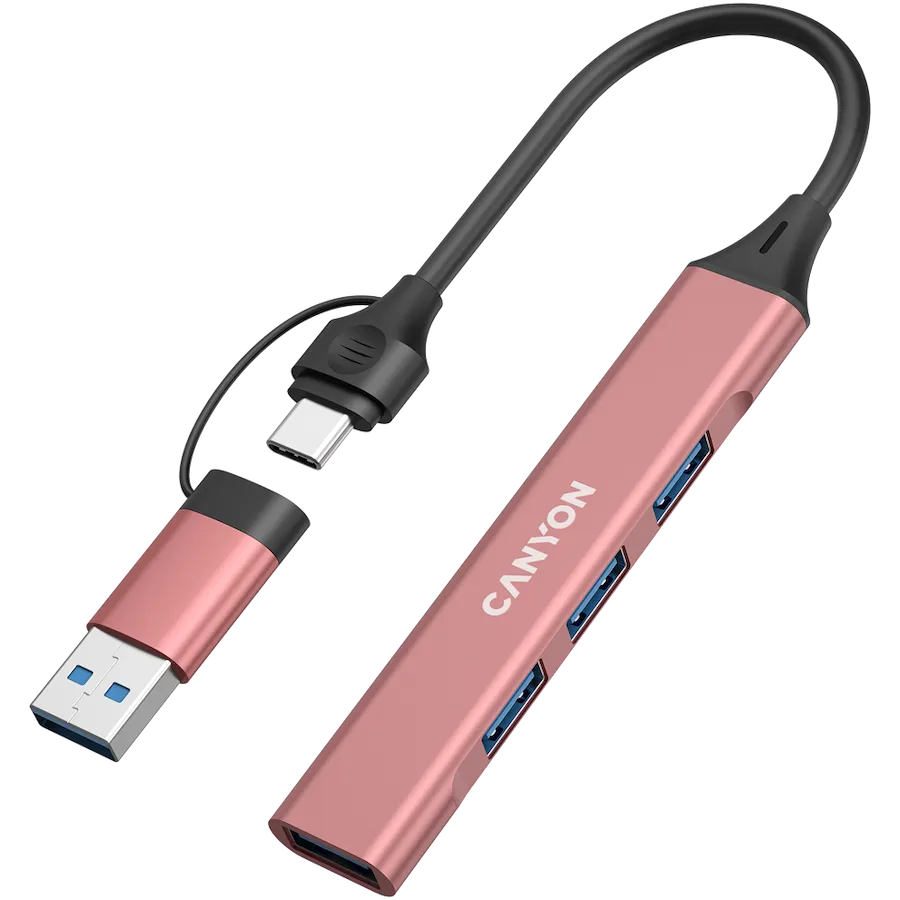 CANYON HUB DS-02 4 w 1 USB-A/C Różowy thumbnail 2
