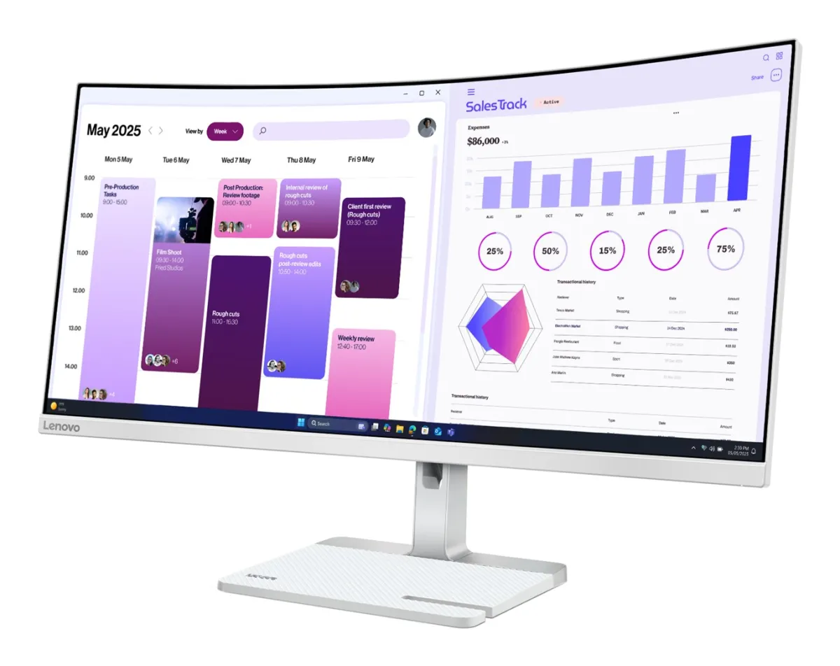 Lenovo L34W-4C 34 HDMI DP Cloud Grey thumbnail 2