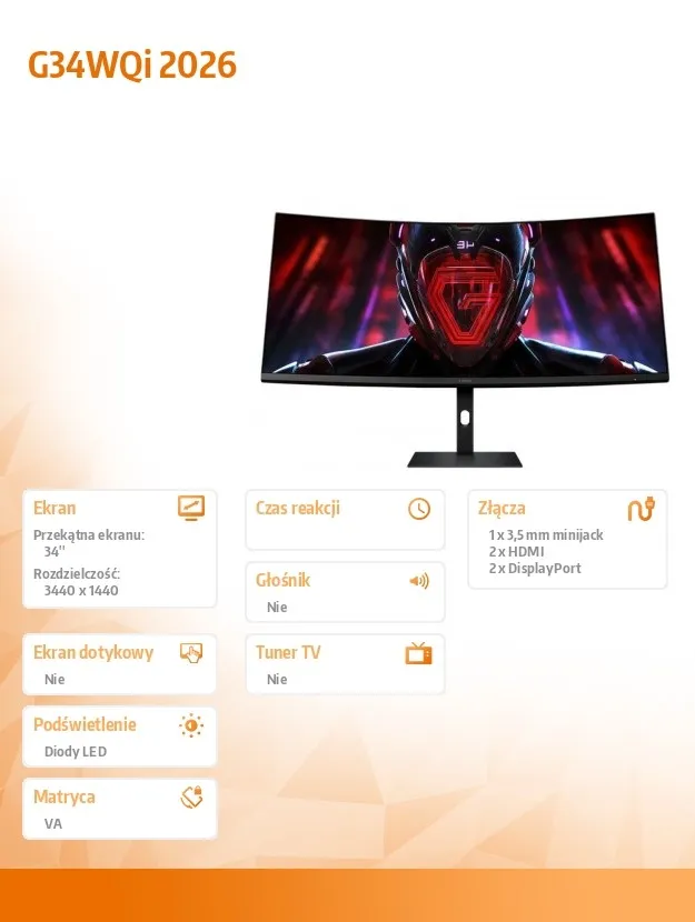 XIAOMI Monitor zakrzywiony Gaming G34WQi 2026 thumbnail 3