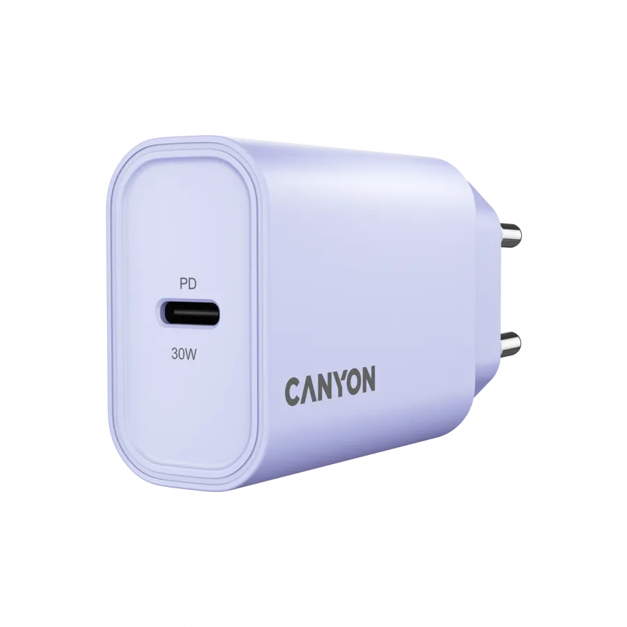 CANYON Ładowarka sieciowa OnCharge 30CL 30W 1xPD EU Fioletowa thumbnail 2