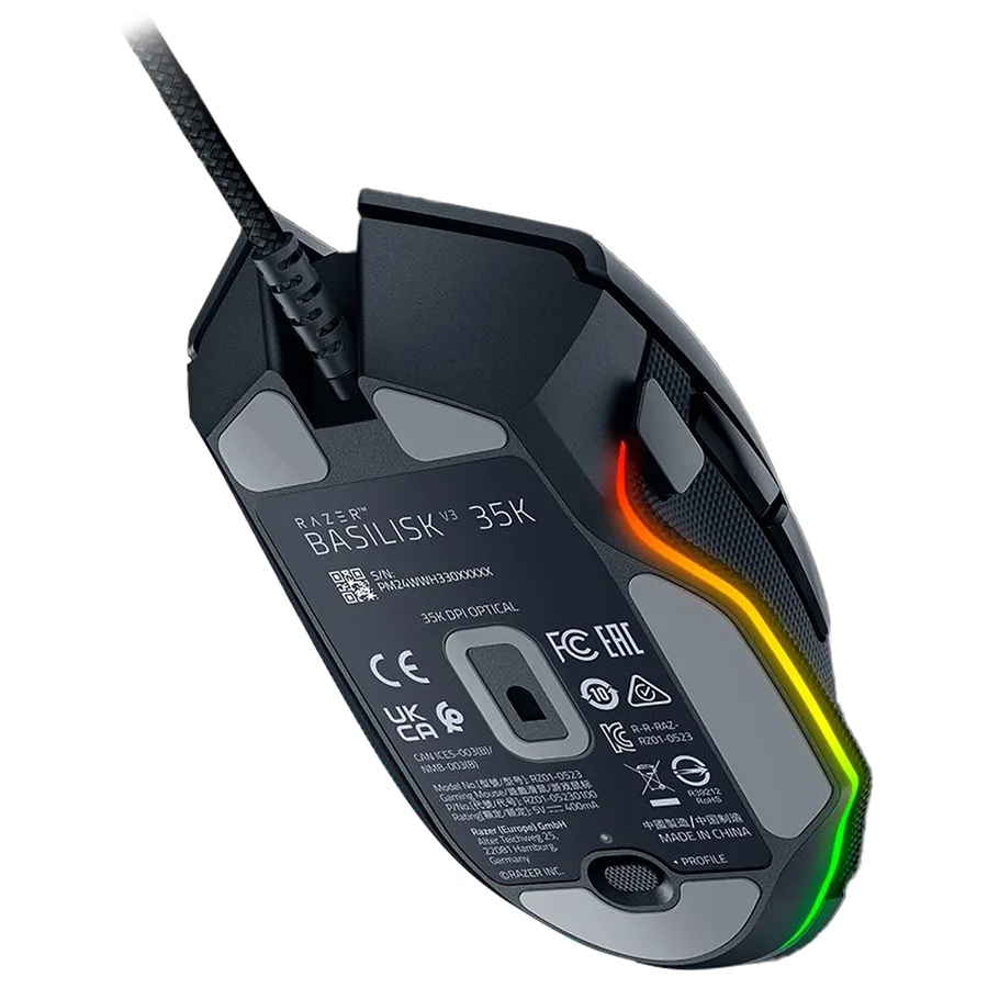 Razer Basilisk V3 35K Gaming Mouse, Black, Focus Pro 35K Optical Sensor Gen-2, Optical Mouse Switches Gen-3, Razer™ Speedflex Cable, 4-Way Razer™ HyperScroll Tilt Wheel, 35K DPI thumbnail 2