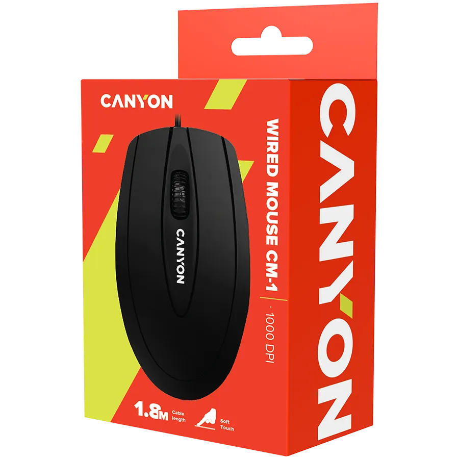 CANYON Mysz przewodowa CM-1 Czarna thumbnail 3