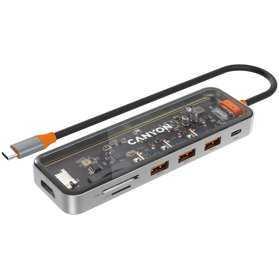 CANYON HUB DS-13 7 w 1 4k USB-C Transparentny thumbnail 2
