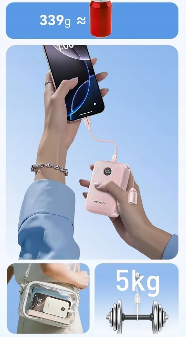 Powerbank Vention 20000mAh 2xUSB-C 1xUSB-A 22,5W BL thumbnail 3
