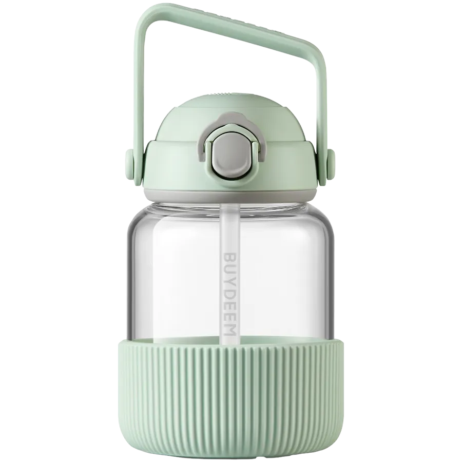 BUYDEEM Szklany bidon ze słomką 800 ml, DG78, Cozy Greenish thumbnail 2