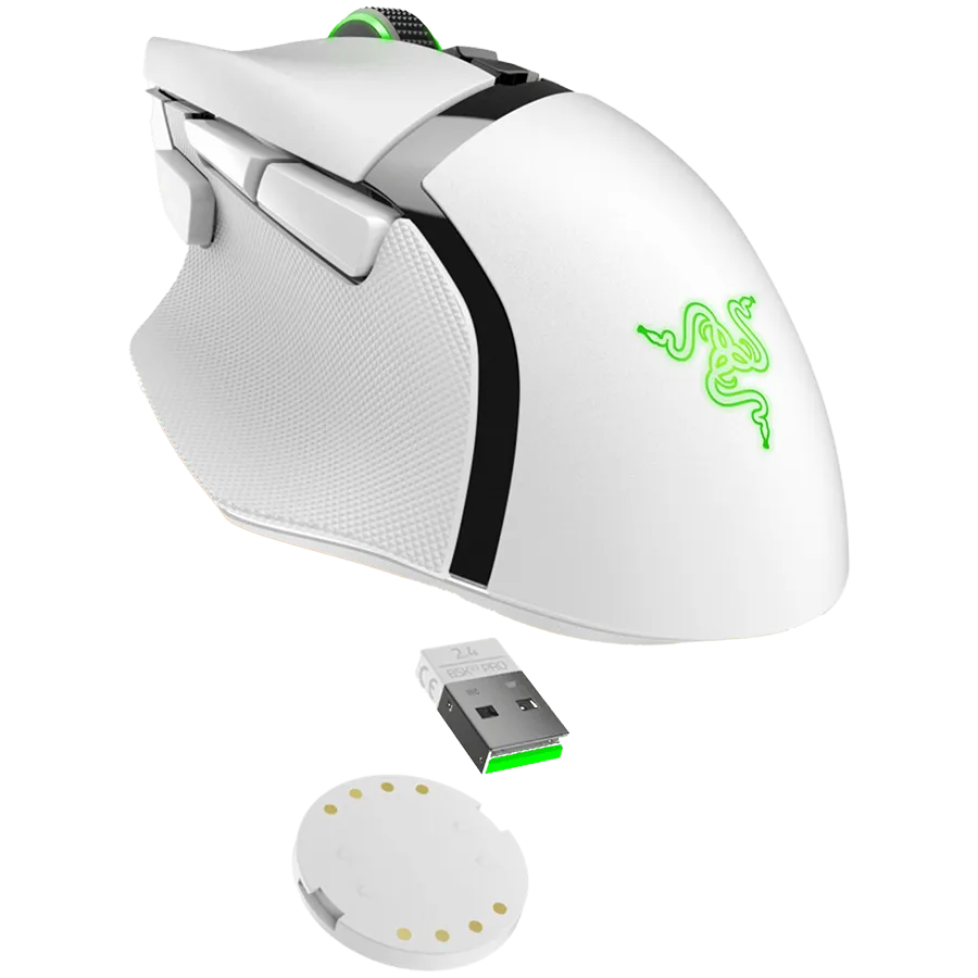 RAZER Mysz Gamingowa Basilisk V3 Pro Bezprzewodowa, Biała thumbnail 2