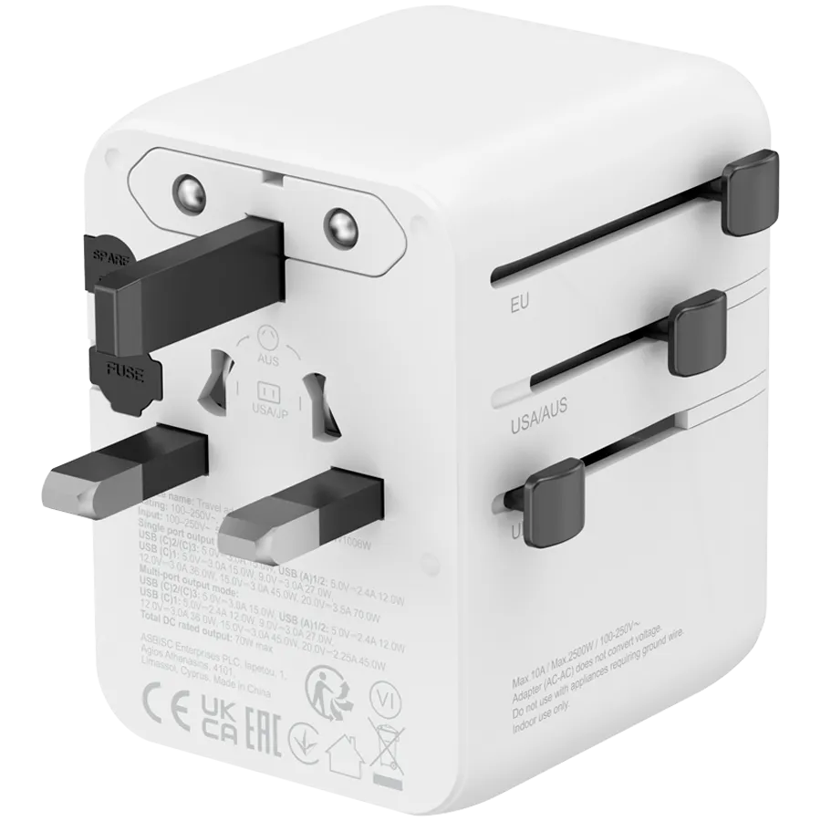 CANYON Adapter Podróżny OnTour 70W EU/UK/US/AUS Biały thumbnail 2