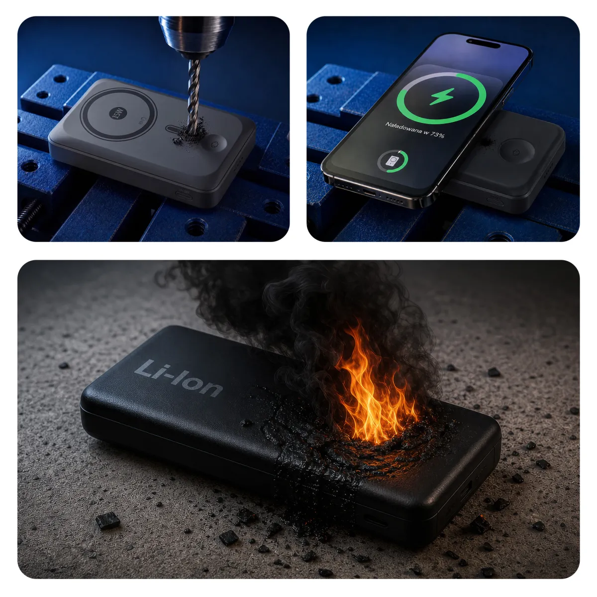 3mk SafeCell 4 in 1 Semi-Solid 22.5W Build in Cable Apple Watch MagSafe 10,000mAh Grey thumbnail 3