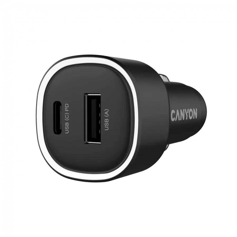 CANYON Ładowarka samochodowa OnDrive 48 PD 48W USB-A+USB-C czarna thumbnail 2