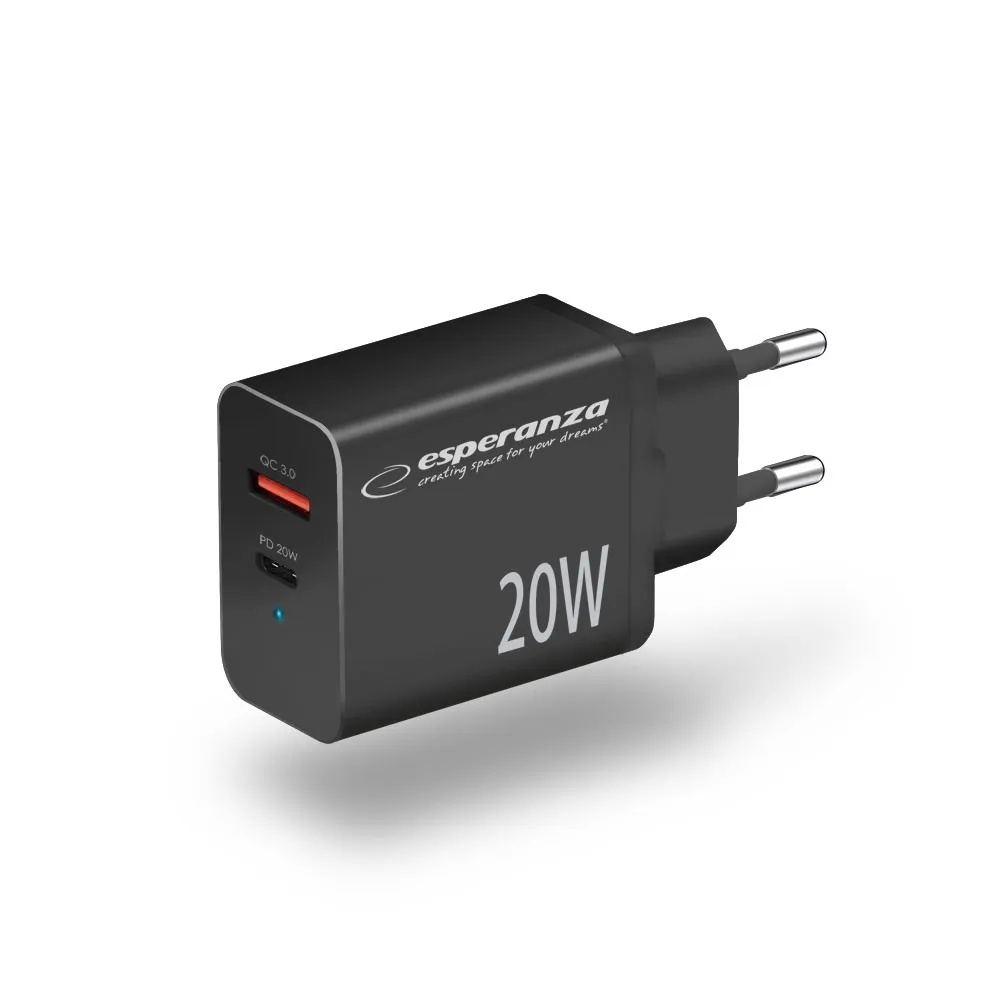 ESPERANZA ŁADOWARKA SIEC. 20W USB-C/USB-A EZC105K thumbnail 2