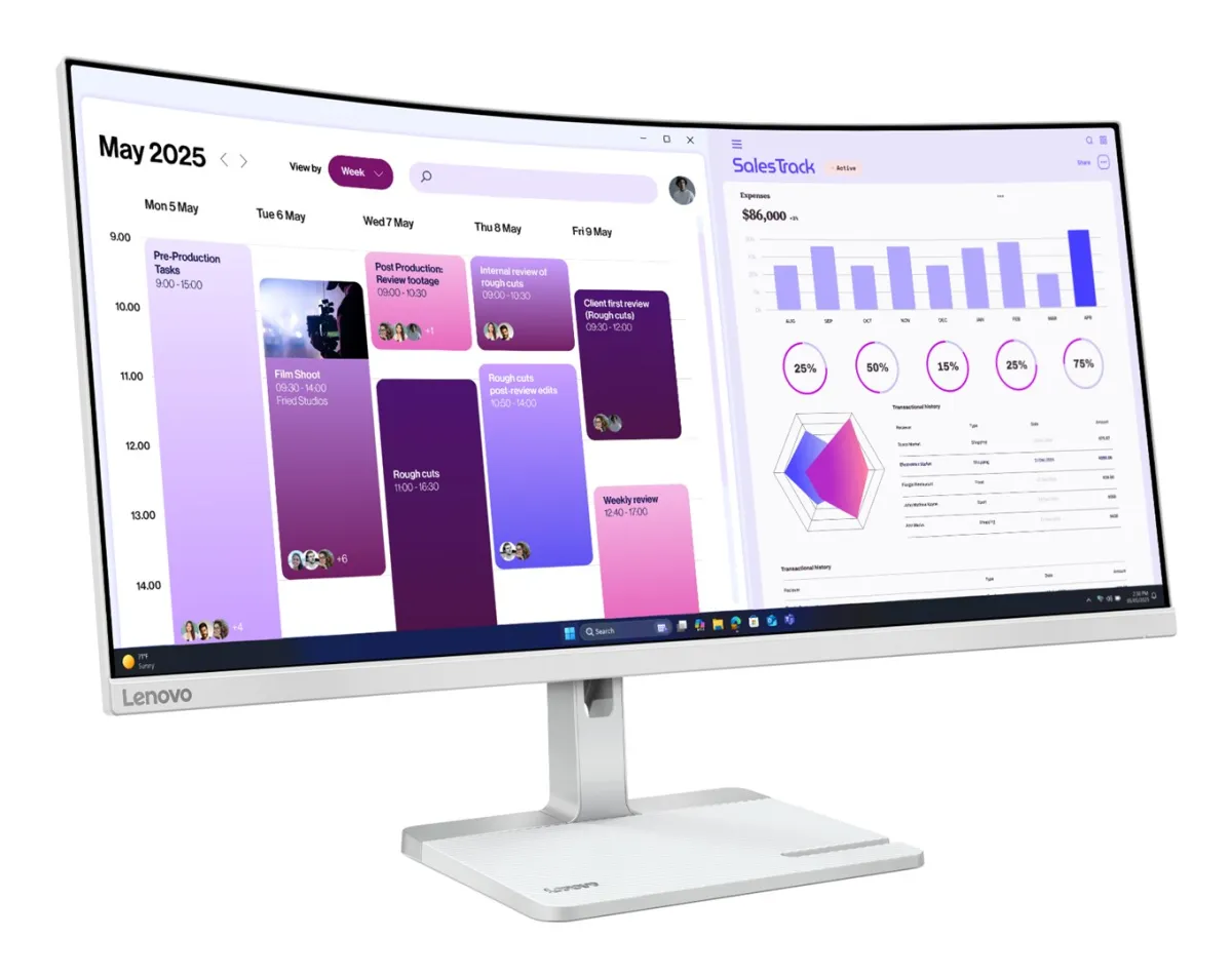 Lenovo L34W-4C 34 HDMI DP Cloud Grey thumbnail 3