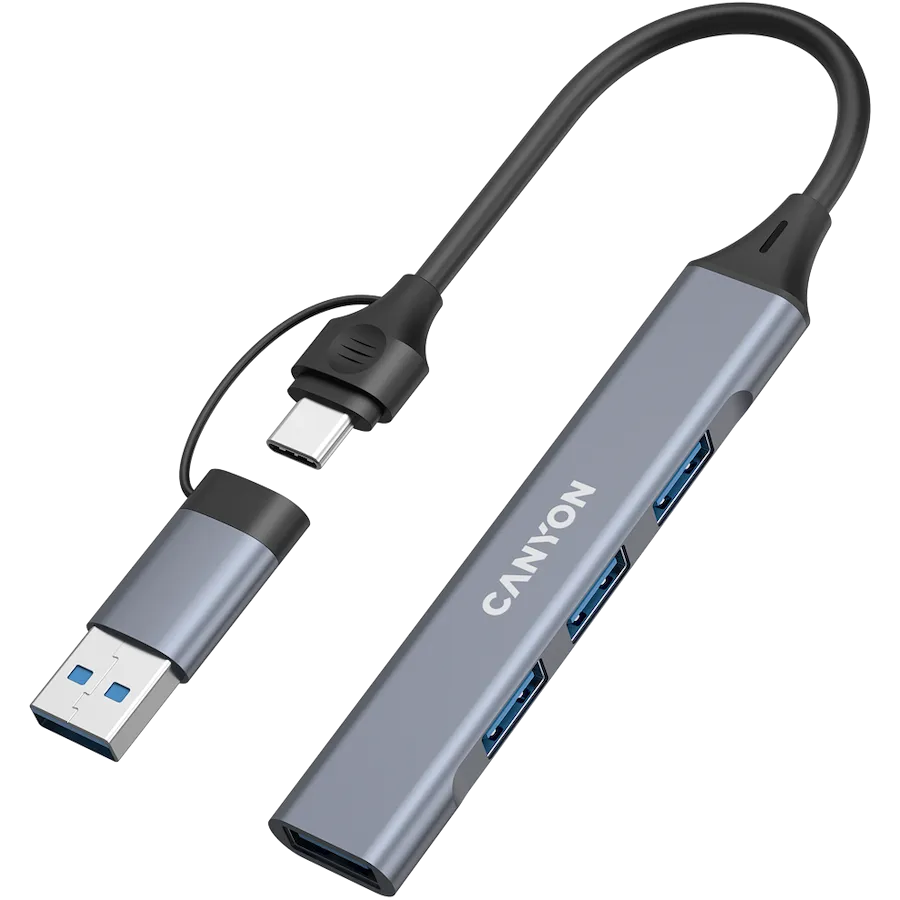 CANYON HUB DS-02 4 w 1 USB-A/C Szary thumbnail 2