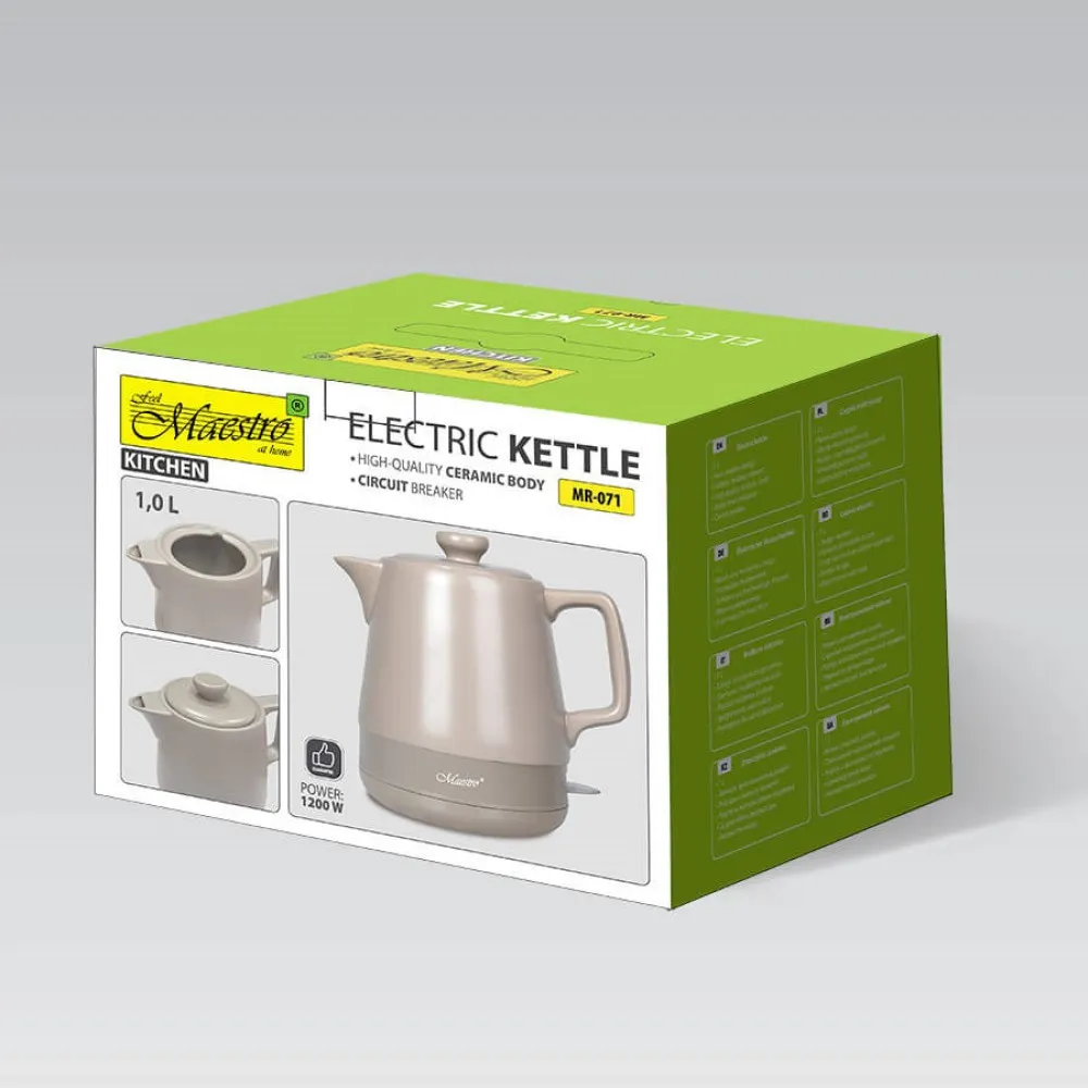 Czajnik ceramiczny 1,0l 1200W MR-071-BEIGE MAESTRO thumbnail 3