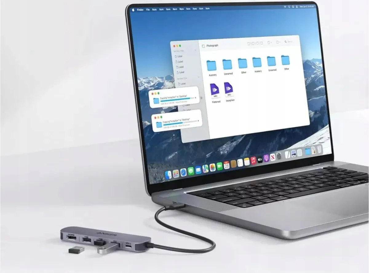 Hub USB-C Anker, 2xUSB-A, 1xUSB-A 3.0, 1xUSB-C, 1xHDMI, Szary, Pasywny thumbnail 2