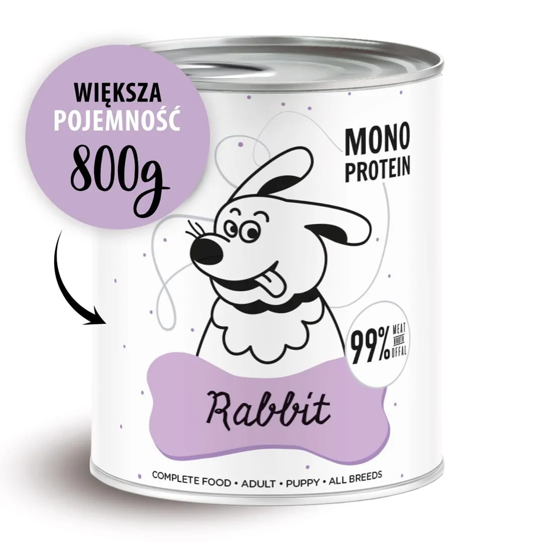 Karma mokra dla psa Paka Zwierzaka Pepe Rabbit 99% królik 6x800g thumbnail 2