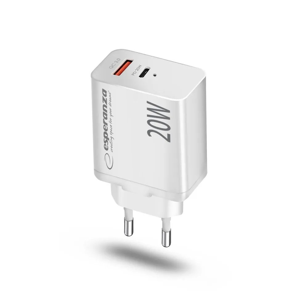 ESPERANZA ŁADOWARKA SIEC. 20W USB-C/USB-A EZC105W thumbnail 3