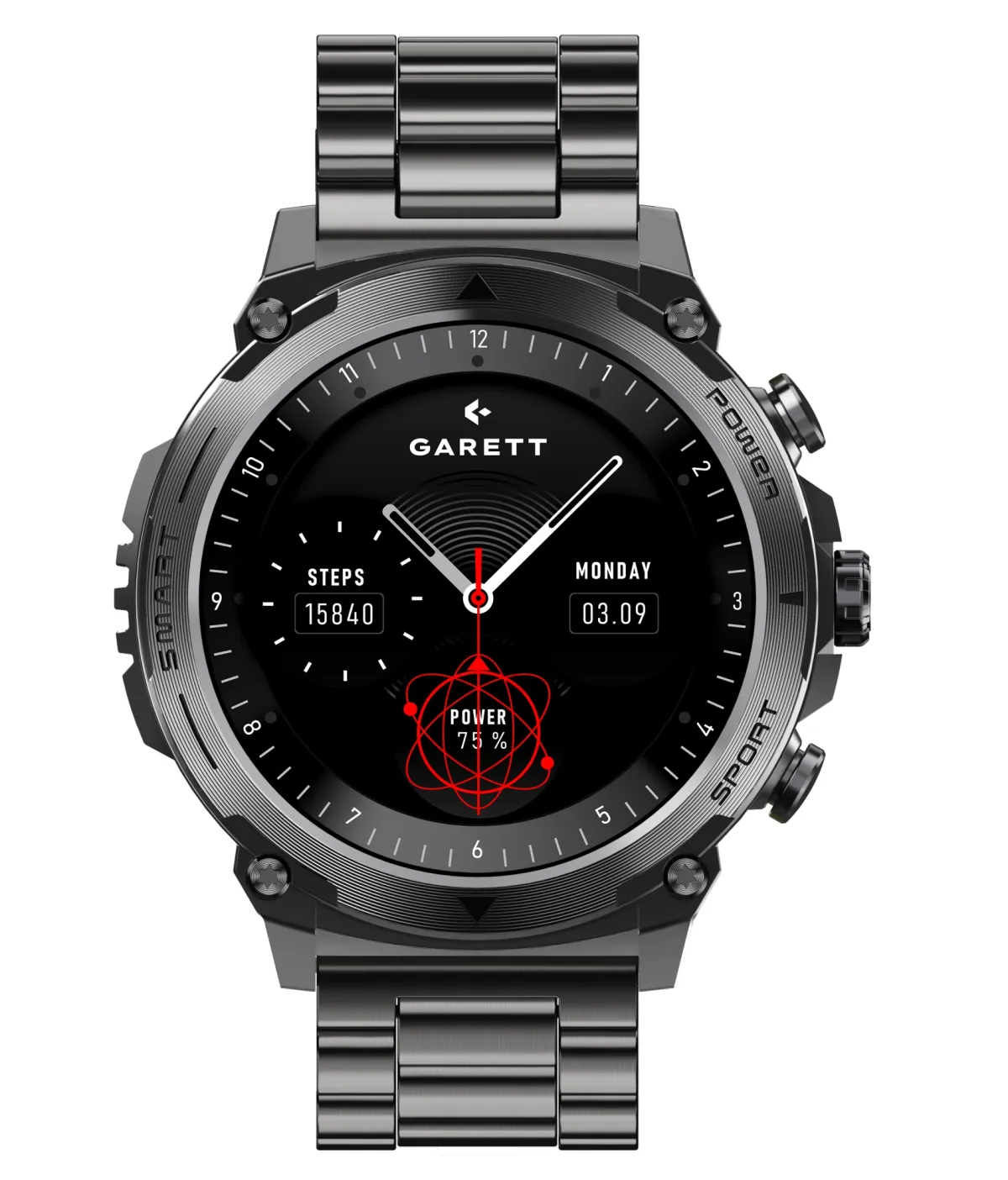 Smartwatch Garett Atom czarny stalowy thumbnail 3