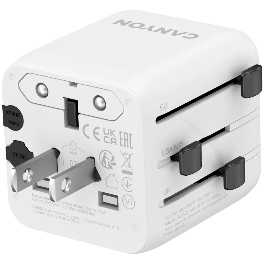 CANYON Adapter Podróżny OnTour One EU/UK/US/AUS Biały thumbnail 3