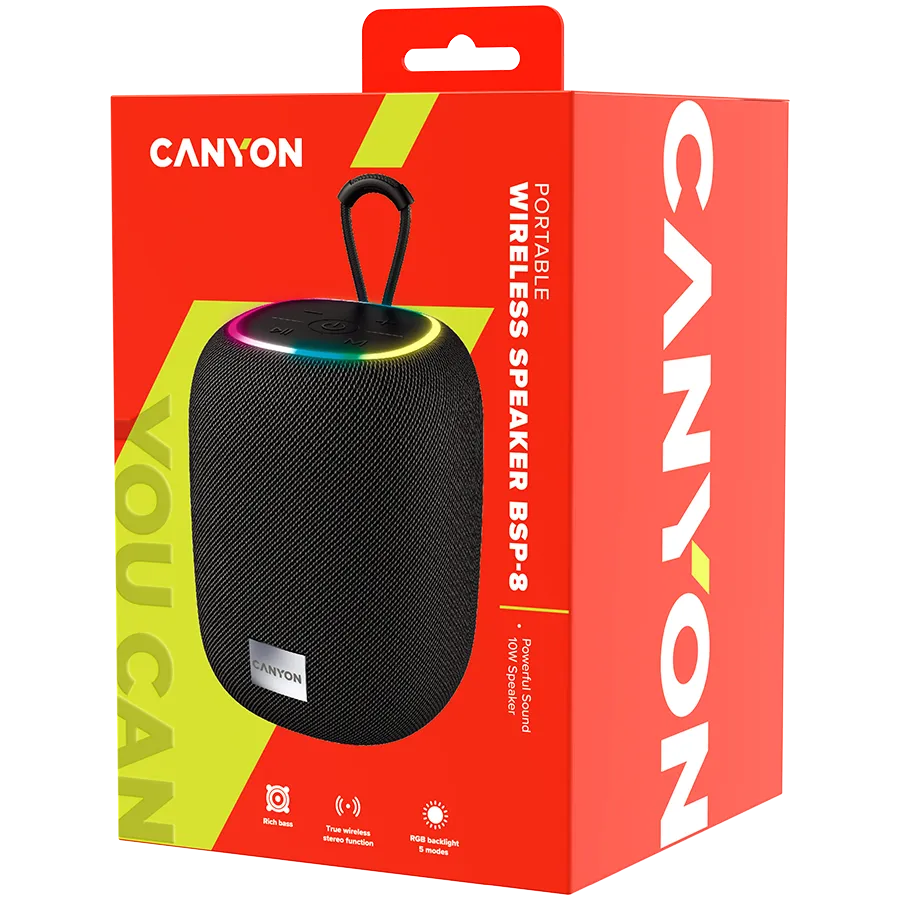 CANYON Głośnik Bluetooth BSP-8 10W Czarny thumbnail 2