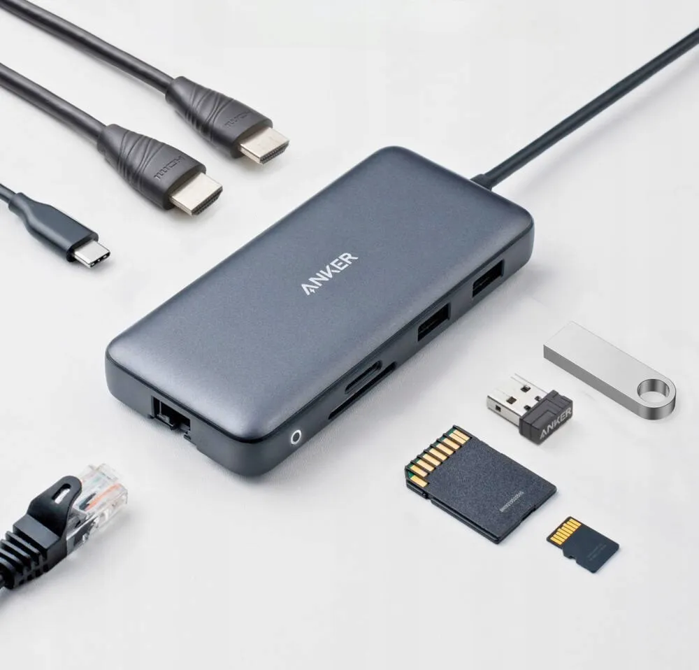 Hub USB ANKER PowerExpand 8w1 USB-C, HDMI, RJ45, Pasywny, Szary thumbnail 2
