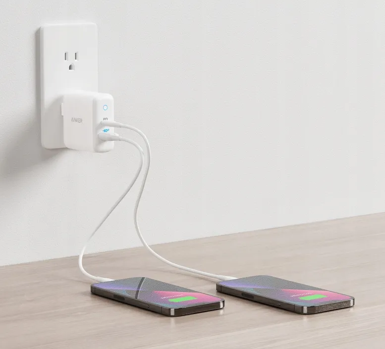 Ładowarka sieciowa ANKER PowerPort PD+ 2, USB-C, USB-A, PowerIQ 3.0, Biała thumbnail 3