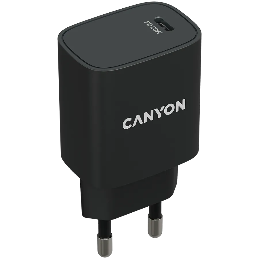 CANYON Ładowarka sieciowa H-20-02 PD 20W USB-C Czarna thumbnail 2