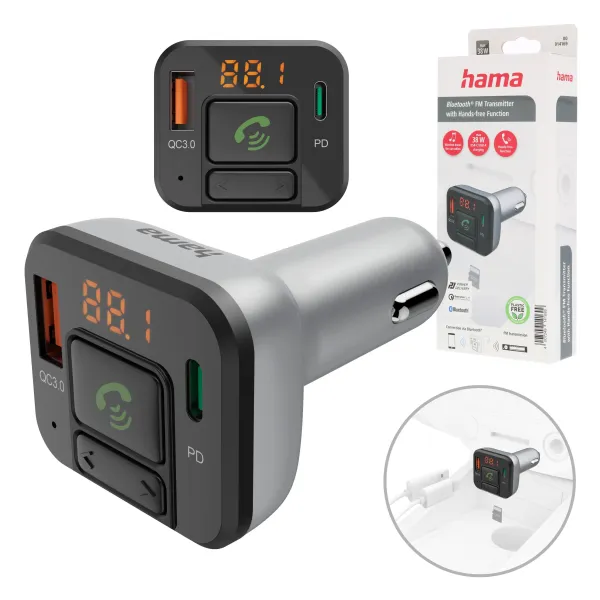 Hama FM Transmiter BT Bluetooth Samochodowy plus Ładowarka USB A USB C