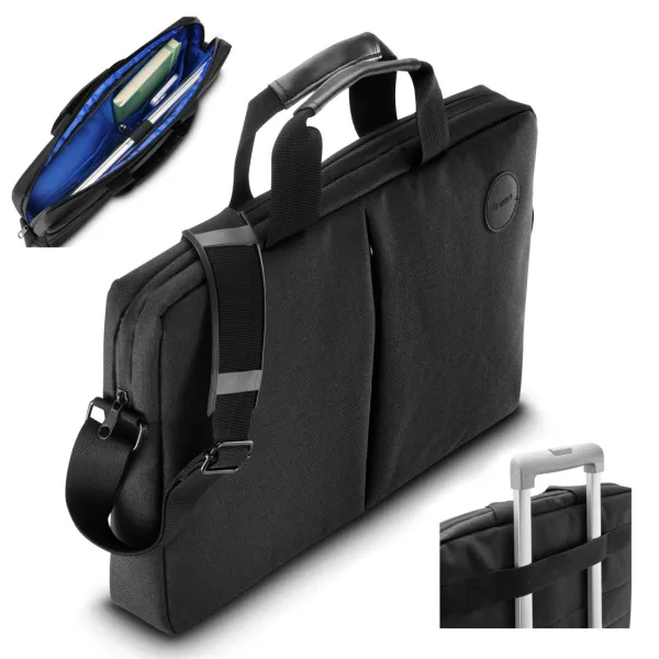 TORBA DO LAPTOPA GENUA 17,3 CZARNA Z ORGANIZEREM I PASKIEM NA RAMIĘ