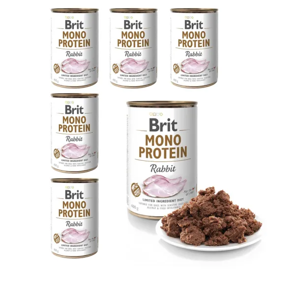 BRIT Mono Protein Rabbit - mokra karma z królikiem dla psa - 6x400 g