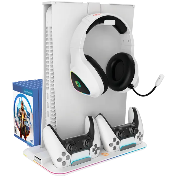 CANYON Podstawka CS-5 RGB PS5 Ładowanie + Chłodzenie Biała
