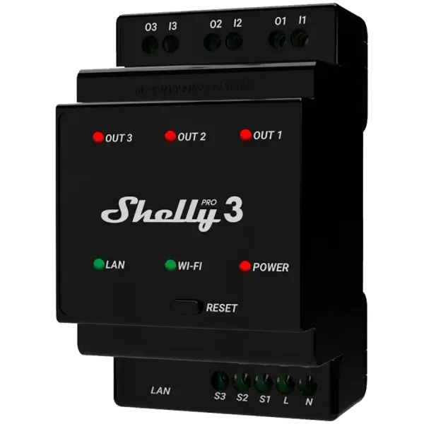 SHELLY Pro 3 3-kanałowy sterownik
