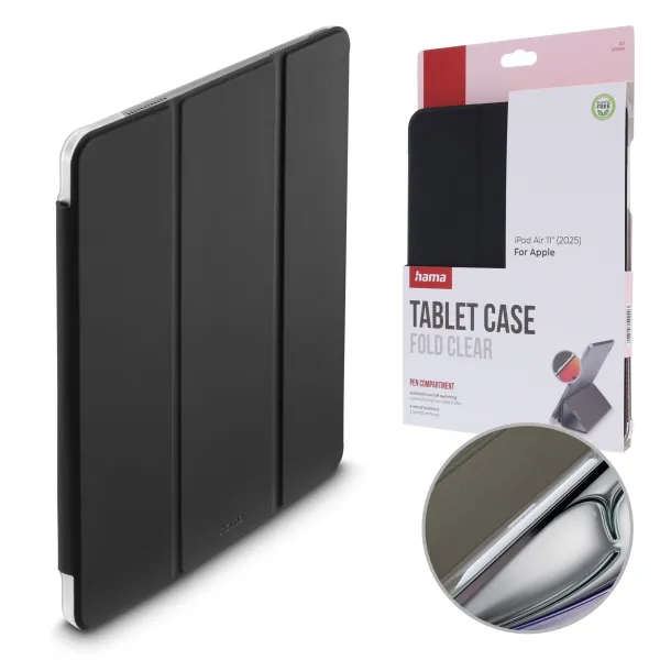 Etui Case Fold clear Hama z miejscem na rysik iPad Air 11" 2025 czarne