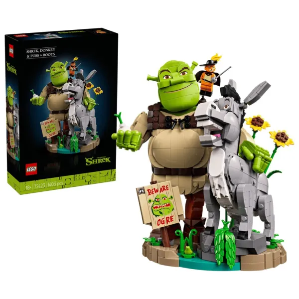 LEGO ICONS 72423 Shrek, Osioł i Kot w butach